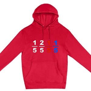 One Fifth Two Fifth Red Fifth Blue Fifth Funny Math Humor Premium Pullover Hoodie