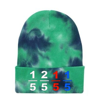 One Fifth Two Fifth Red Fifth Blue Fifth Funny Math Humor Tie Dye 12in Knit Beanie