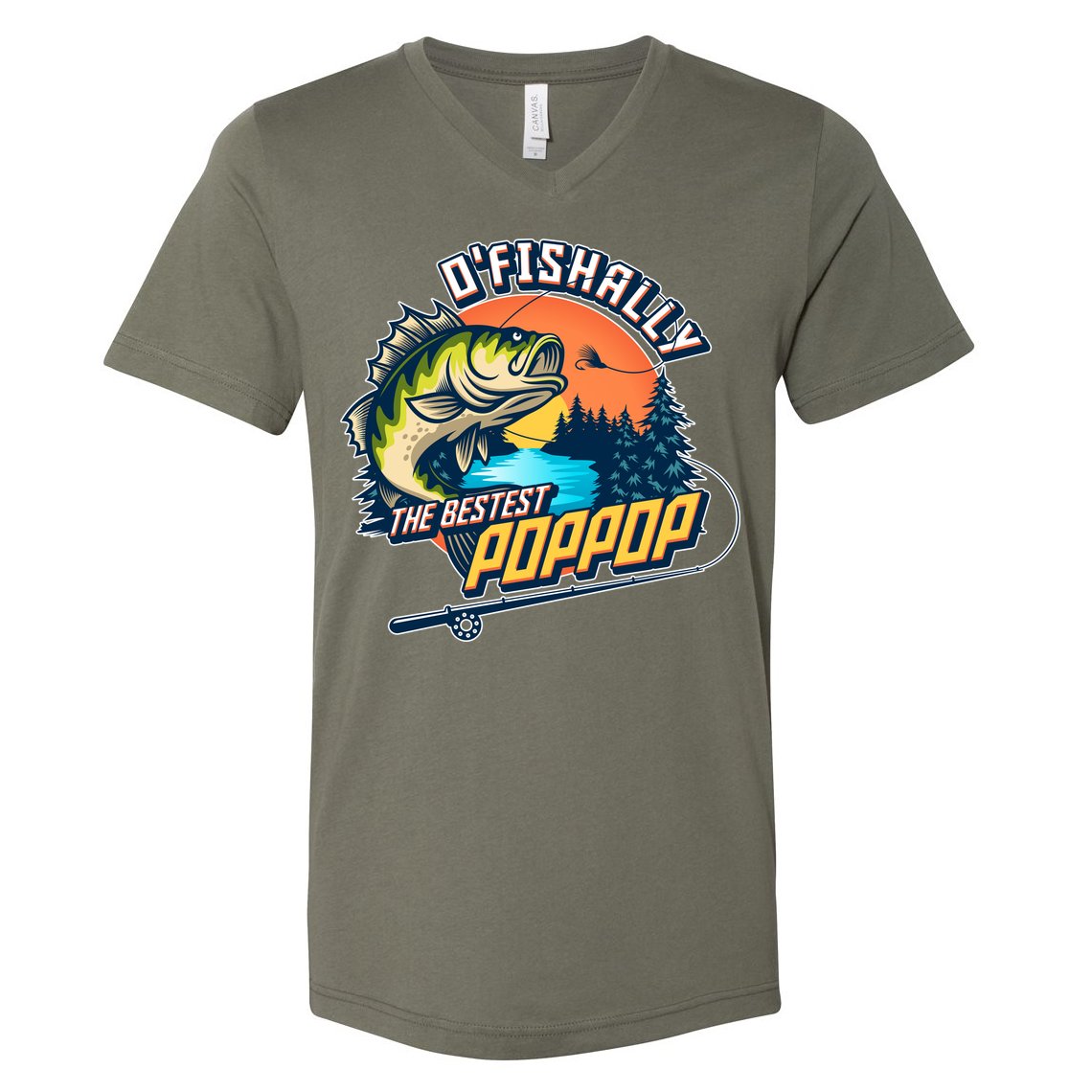 O Fishally The Bestest PopPop V-Neck T-Shirt