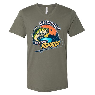 O Fishally The Bestest PopPop V-Neck T-Shirt