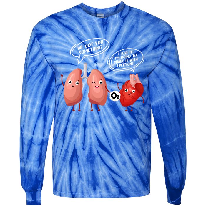 Oxygen For The Heart Lungs Doctor Gift Tie-Dye Long Sleeve Shirt