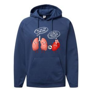 Oxygen For The Heart Lungs Doctor Gift Performance Fleece Hoodie