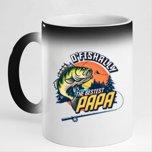 O Fishally The Bestest Papa 11oz Black Color Changing Mug