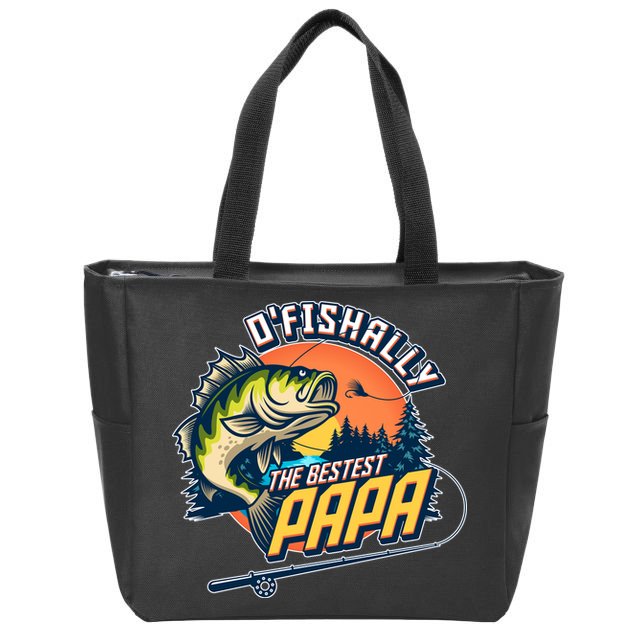 O Fishally The Bestest Papa Zip Tote Bag