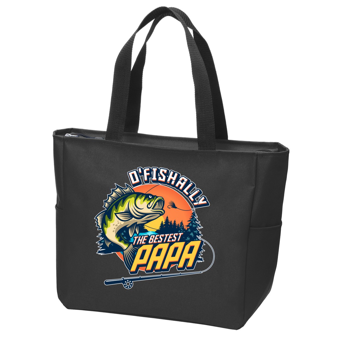 O Fishally The Bestest Papa Zip Tote Bag