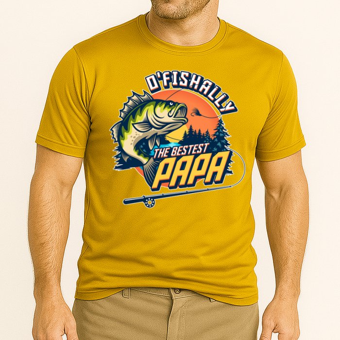 O Fishally The Bestest Papa Cooling Performance Crew T-Shirt