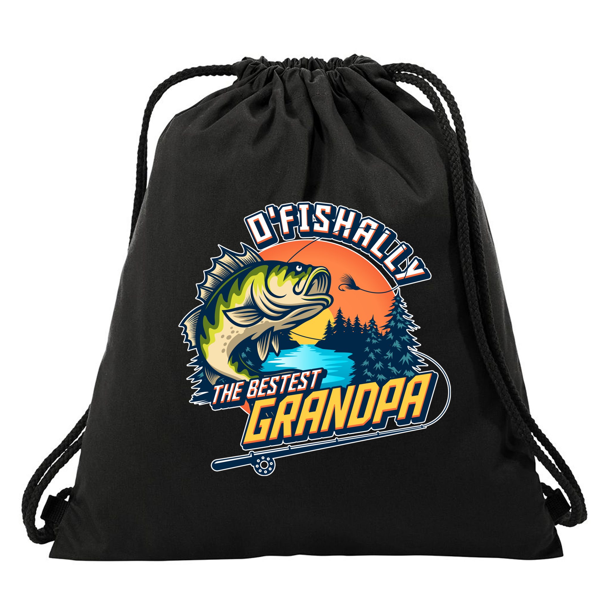 O Fishally The Bestest Grandpa Drawstring Bag