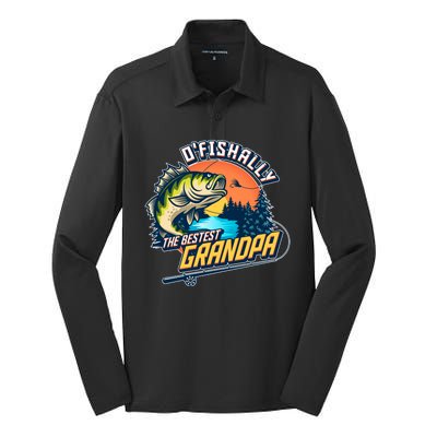 O Fishally The Bestest Grandpa Silk Touch Performance Long Sleeve Polo