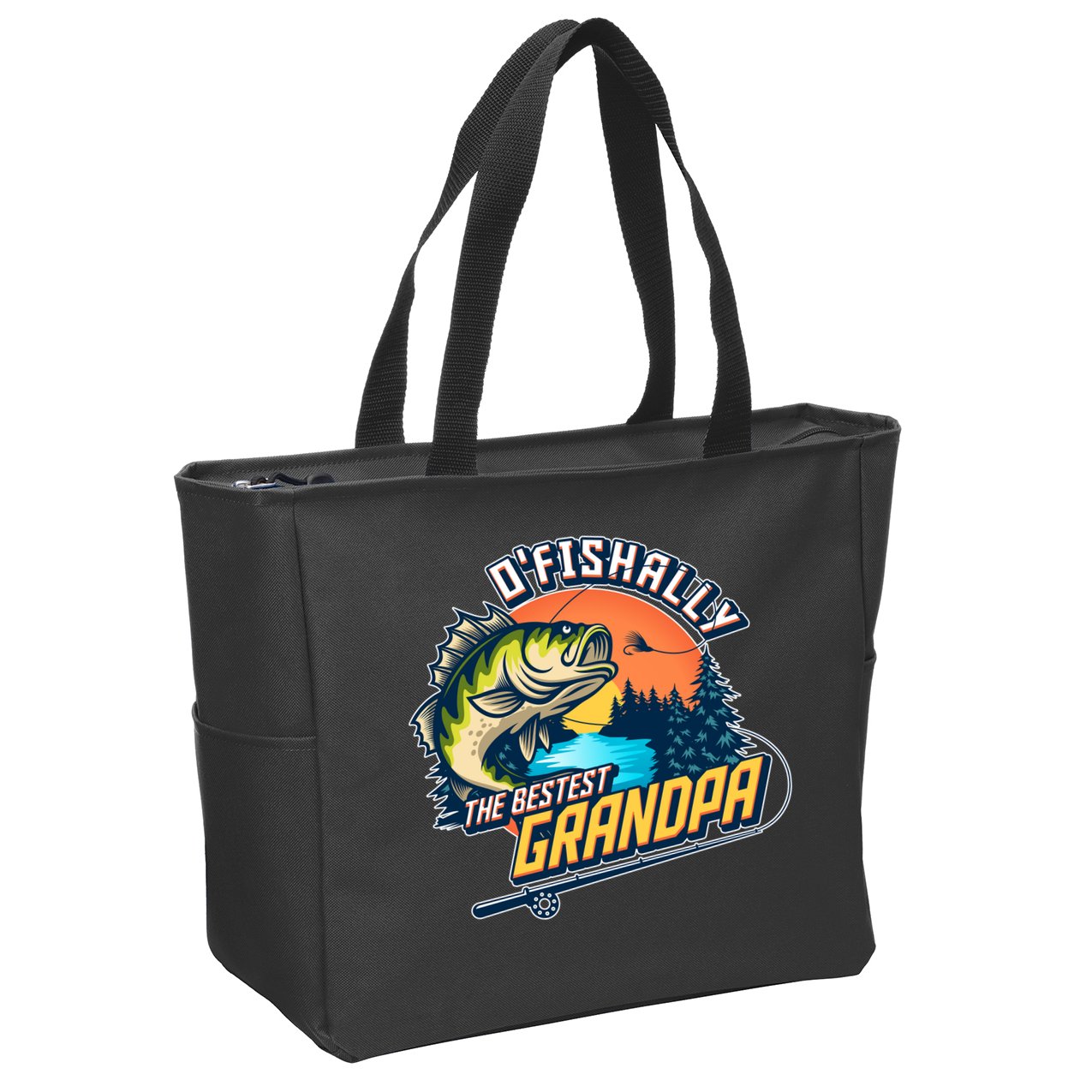 O Fishally The Bestest Grandpa Zip Tote Bag