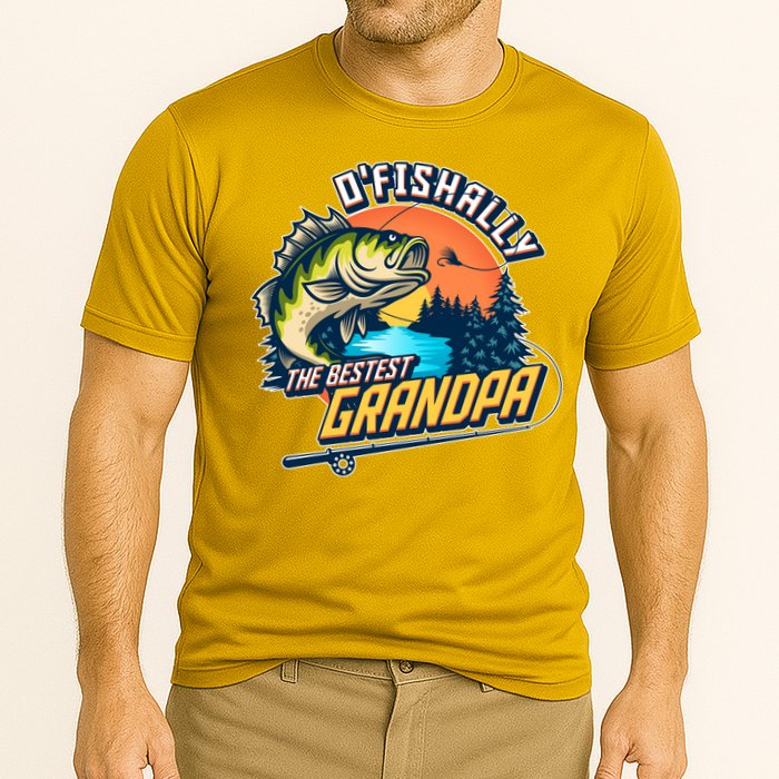 O Fishally The Bestest Grandpa Cooling Performance Crew T-Shirt