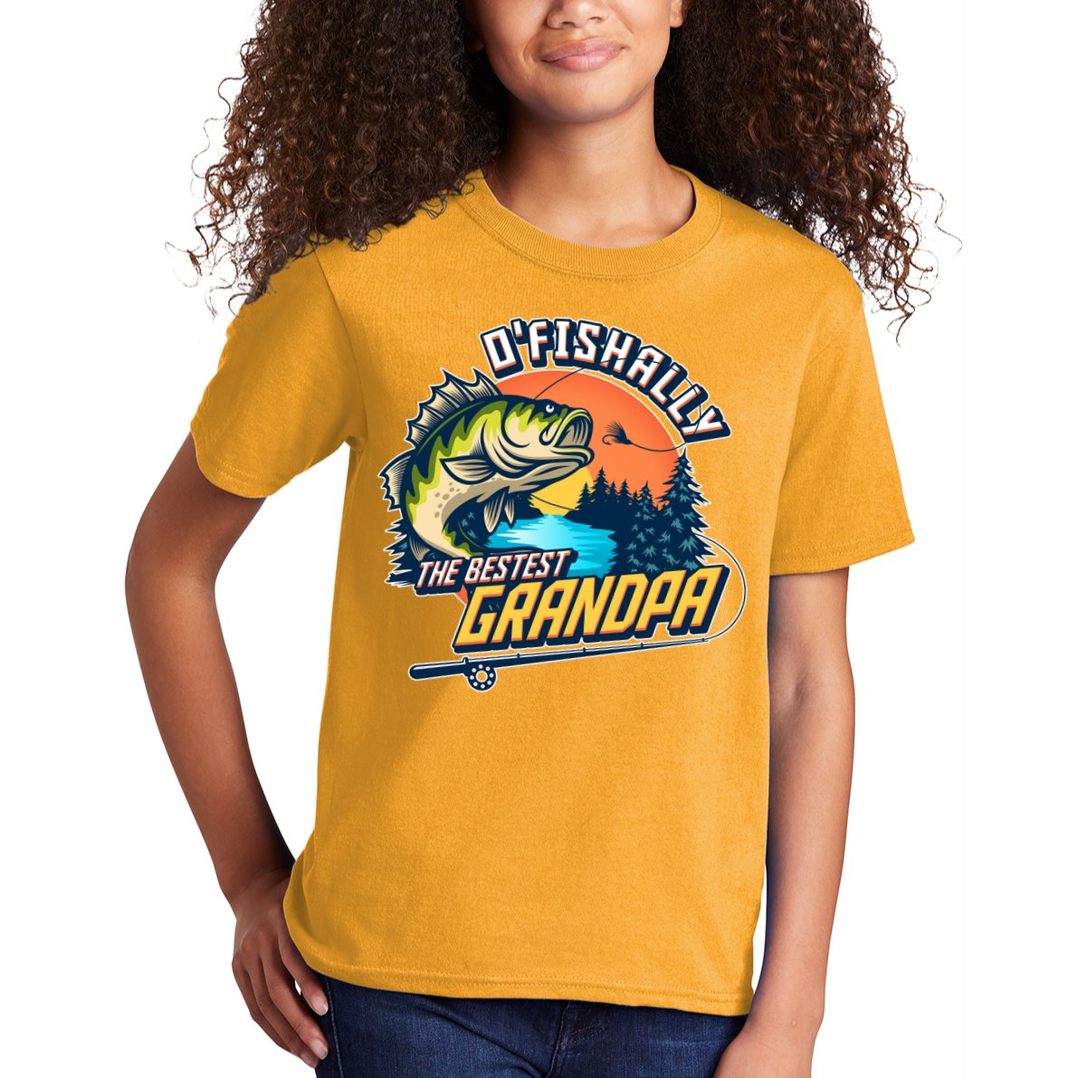 O Fishally The Bestest Grandpa Kids T-Shirt