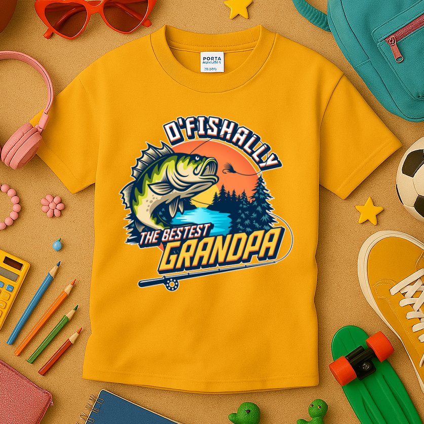 O Fishally The Bestest Grandpa Kids T-Shirt
