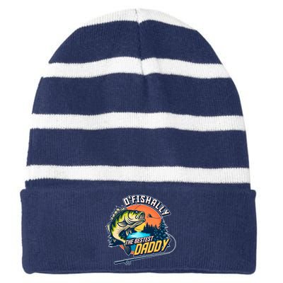 O Fishally The Bestest Daddy Striped Beanie with Solid Band