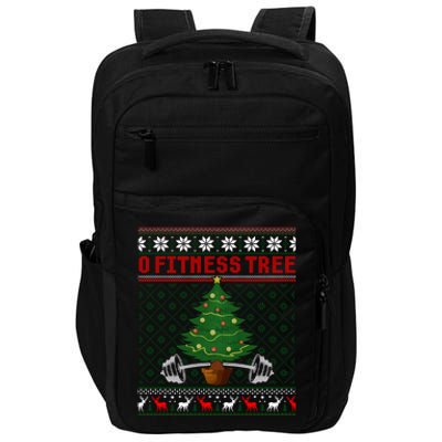 O Fitness Tree Funny Gym Weightlifting Pun Christmas Ugly Gift Impact Tech Backpack