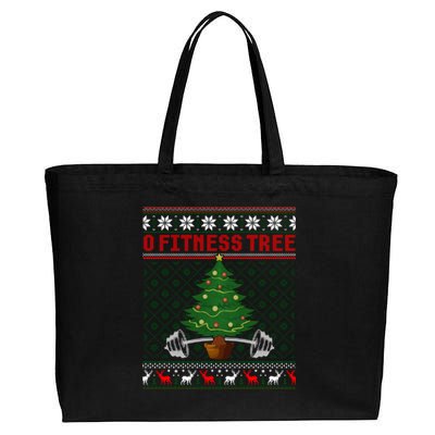 O Fitness Tree Funny Gym Weightlifting Pun Christmas Ugly Gift Cotton Canvas Jumbo Tote