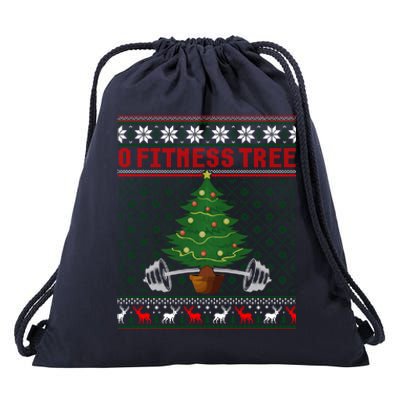 O Fitness Tree Funny Gym Weightlifting Pun Christmas Ugly Gift Drawstring Bag