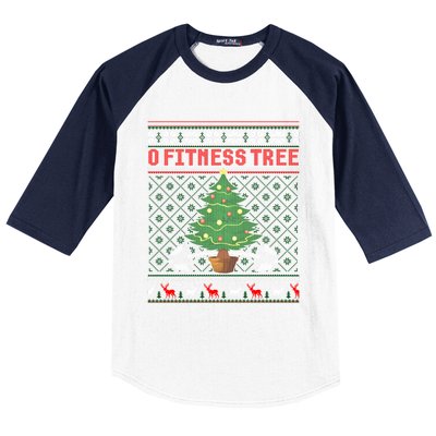 O Fitness Tree Funny Gym Weightlifting Pun Christmas Ugly Gift Baseball Sleeve Shirt