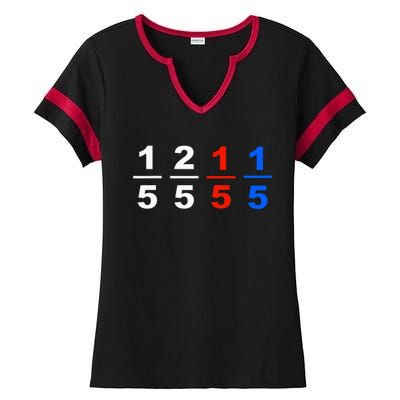 One Fifth Two Fifth Red Fifth Blue Fifth Funny Math Humor Ladies Halftime Notch Neck Tee