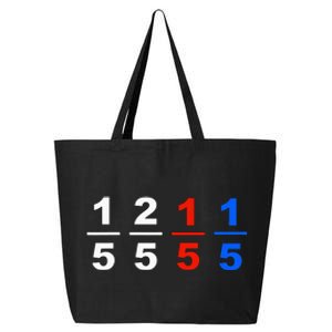 One Fifth Two Fifth Red Fifth Blue Fifth Funny Math Humor 25L Jumbo Tote