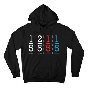 One Fifth Two Fifth Red Fifth Blue Fifth Math Tall Hoodie