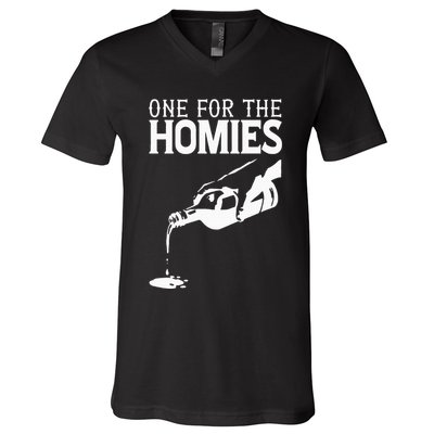 One For The Homies Chicano Art Cholo Mexican American V-Neck T-Shirt