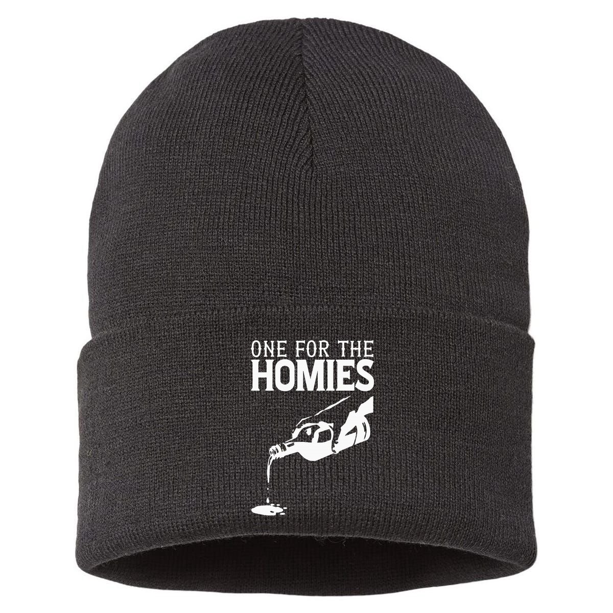 One For The Homies Chicano Art Cholo Mexican American Sustainable Knit Beanie