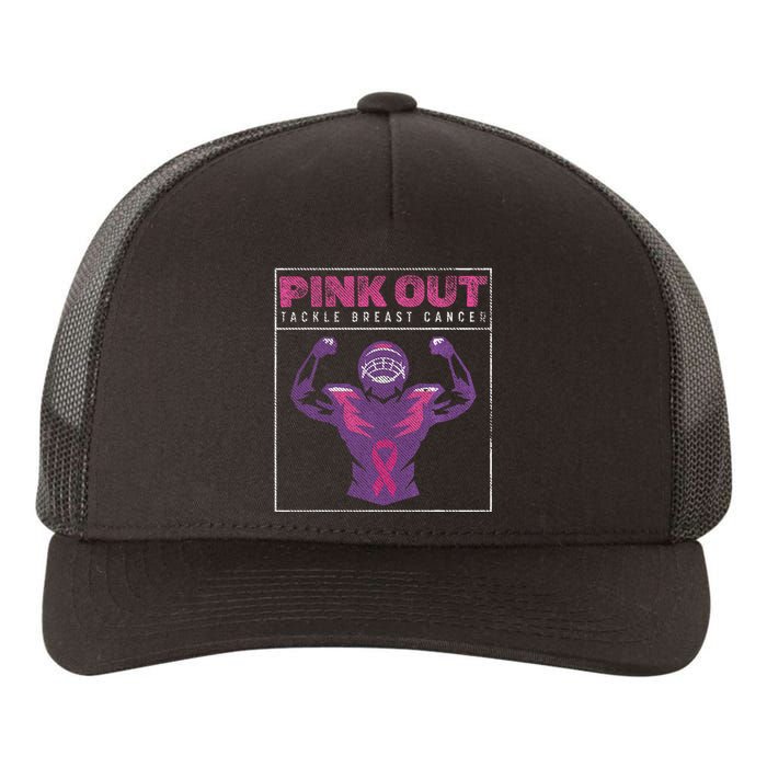 Out Football Team Tackle Breast Cancer Awareness Month Yupoong Adult 5-Panel Trucker Hat