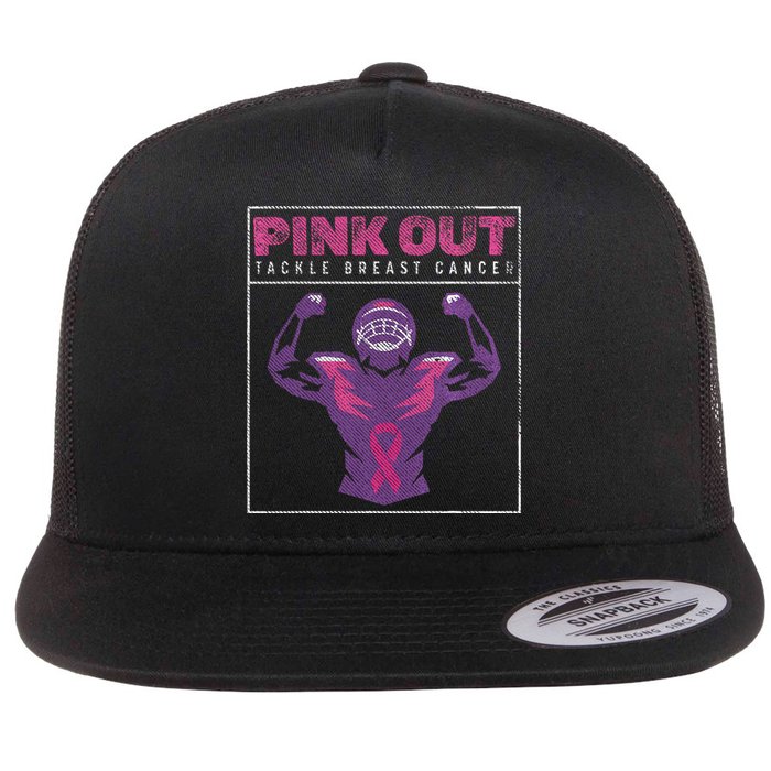 Out Football Team Tackle Breast Cancer Awareness Month Flat Bill Trucker Hat