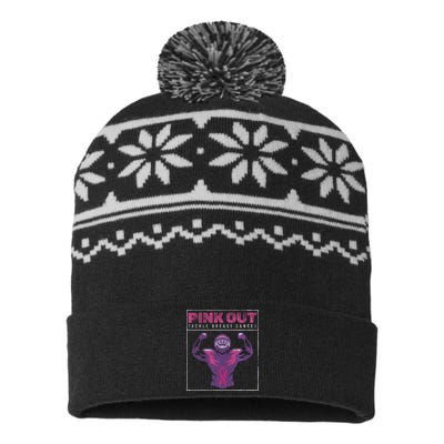 Out Football Team Tackle Breast Cancer Awareness Month USA-Made Snowflake Beanie