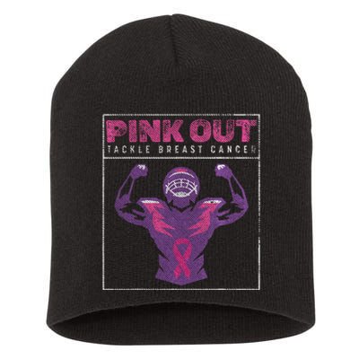 Out Football Team Tackle Breast Cancer Awareness Month Short Acrylic Beanie