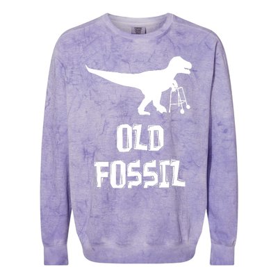 Old Fossil Trex Dinosaur Funny Birthday Retirement Joke Colorblast Crewneck Sweatshirt