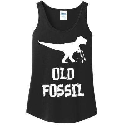 Old Fossil Trex Dinosaur Funny Birthday Retirement Joke Ladies Essential Tank