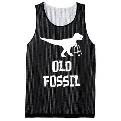 Old Fossil Trex Dinosaur Funny Birthday Retirement Joke Mesh Reversible Basketball Jersey Tank