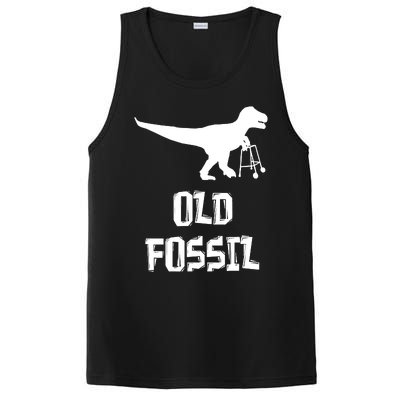 Old Fossil Trex Dinosaur Funny Birthday Retirement Joke PosiCharge Competitor Tank