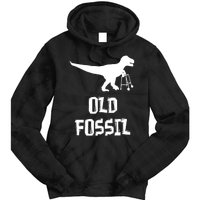 Old Fossil Trex Dinosaur Funny Birthday Retirement Joke Tie Dye Hoodie