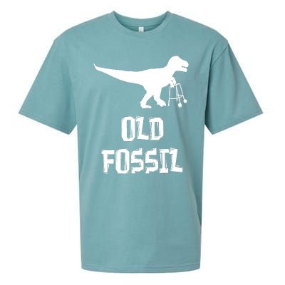 Old Fossil Trex Dinosaur Funny Birthday Retirement Joke Sueded Cloud Jersey T-Shirt