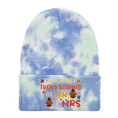 Our First Thanksgiving As Mr And Mrs Marriage Tie Dye 12in Knit Beanie