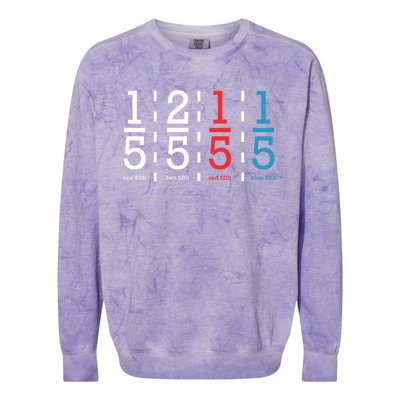 One Fifth Two Fifth Red Fifth Blue Fifth Math Colorblast Crewneck Sweatshirt