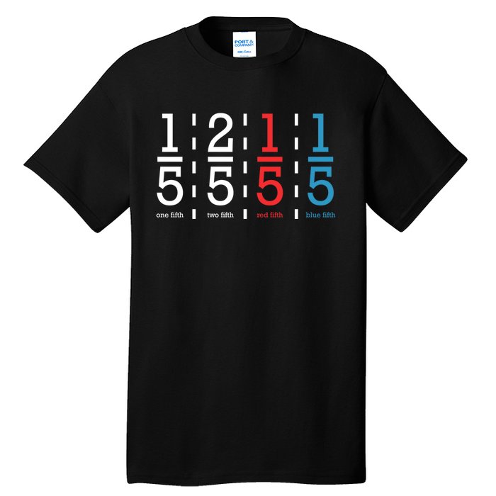 One Fifth Two Fifth Red Fifth Blue Fifth Math Tall T-Shirt