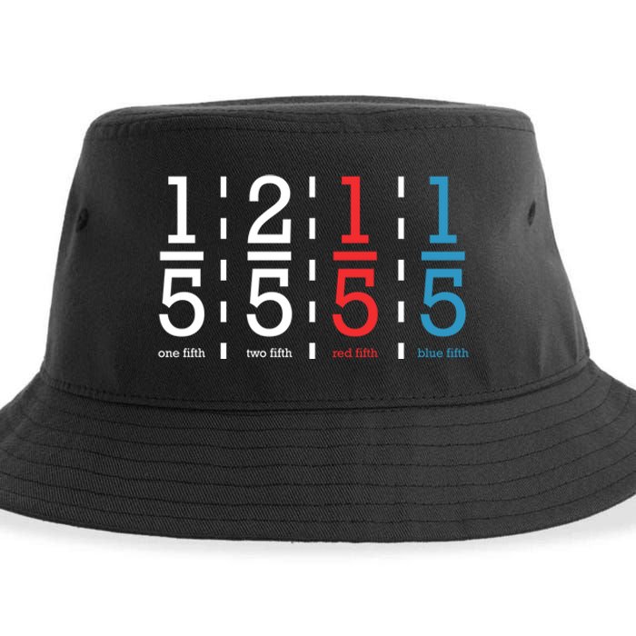 One Fifth Two Fifth Red Fifth Blue Fifth Math Sustainable Bucket Hat