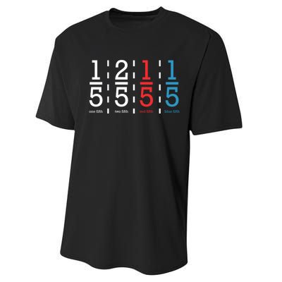 One Fifth Two Fifth Red Fifth Blue Fifth Math Performance Sprint T-Shirt