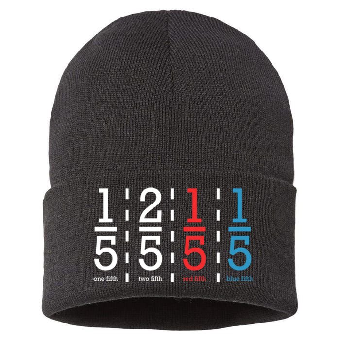 One Fifth Two Fifth Red Fifth Blue Fifth Math Sustainable Knit Beanie