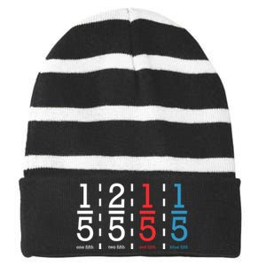 One Fifth Two Fifth Red Fifth Blue Fifth Math Striped Beanie with Solid Band