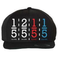 One Fifth Two Fifth Red Fifth Blue Fifth Math Wool Snapback Cap