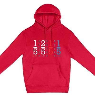 One Fifth Two Fifth Red Fifth Blue Fifth Math Premium Pullover Hoodie