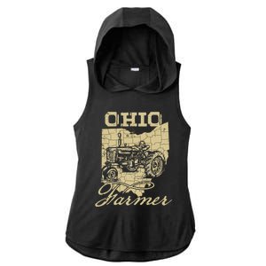 Ohio Farmer Tractor Lover State Map Farming Local Farmer Ladies PosiCharge Tri-Blend Wicking Draft Hoodie Tank