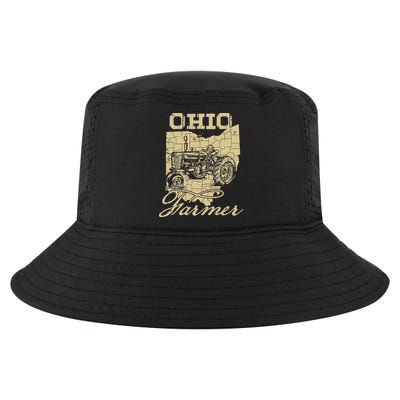 Ohio Farmer Tractor Lover State Map Farming Local Farmer Cool Comfort Performance Bucket Hat