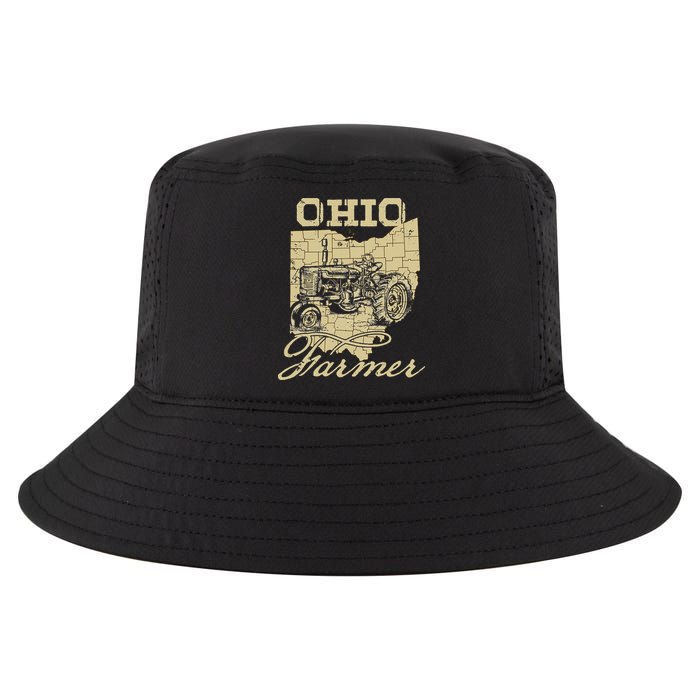 Ohio Farmer Tractor Lover State Map Farming Local Farmer Cool Comfort Performance Bucket Hat