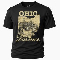 Ohio Farmer Tractor Lover State Map Farming Local Farmer Cooling Performance Crew T-Shirt