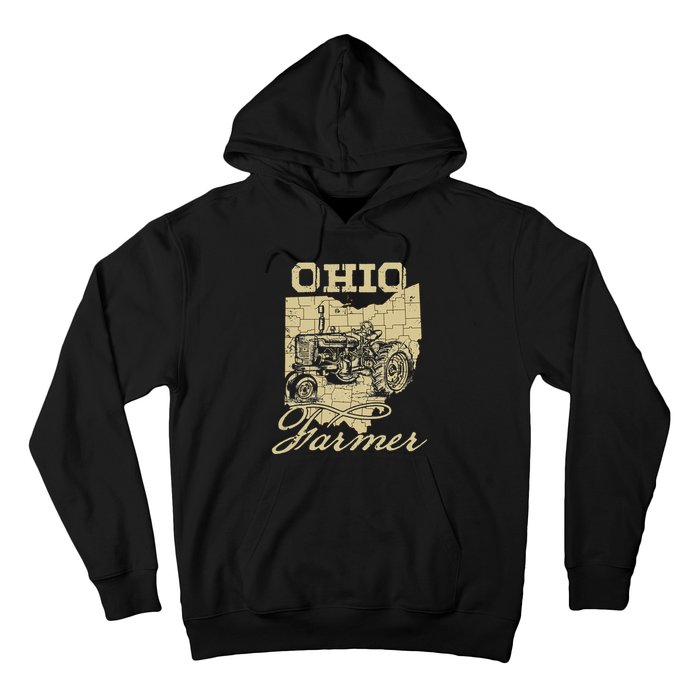 Ohio Farmer Tractor Lover State Map Farming Local Farmer Hoodie